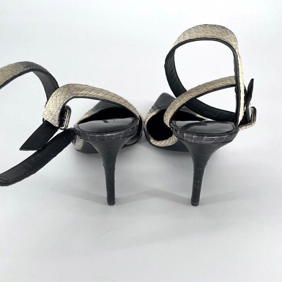 Alexander Wang Lovisa Snakeskin Ankle Wrap Heel in Cream Black Women's 38 US 8 - Picture 6 of 10